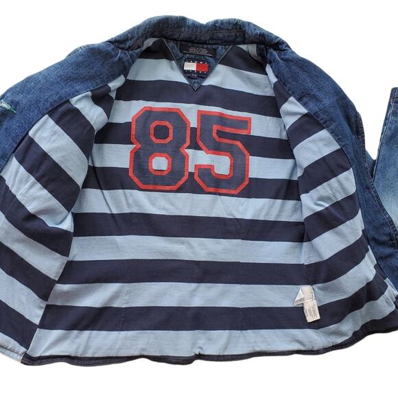 Tommy Hilfiger Y2K Vintage Womens Denim Blue Jean Jacket Large Pockets Flag Logo - Picture 2 of 12